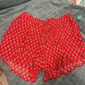 Maurices Red and White High Waist Women Shorts